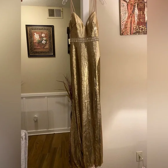 Dresses | Never Worn Champagne Gold Prom Dress With Slit | Poshmark Dresses | Never Worn Champagne Gold Prom Dress With Slit | Poshmark